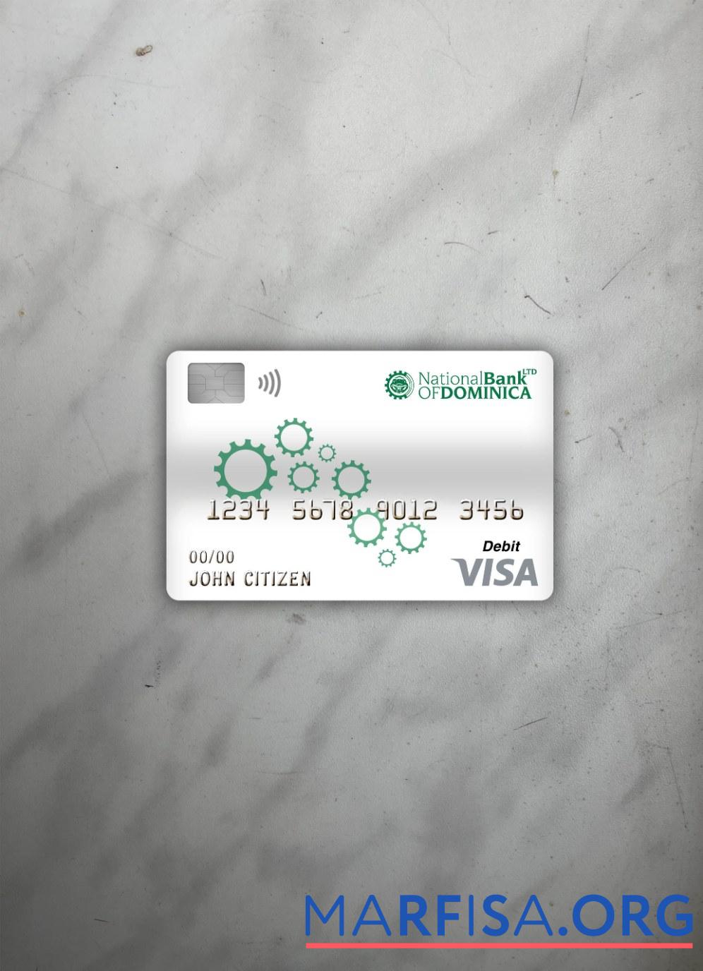 Downloadable Dominica National bank of dominica bank visa debit card photolook front template